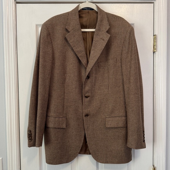 Polo by Ralph Lauren Vintage Tan Wool & Cashmere Suit Jacket Blazer 40 R Italy - Picture 1 of 11